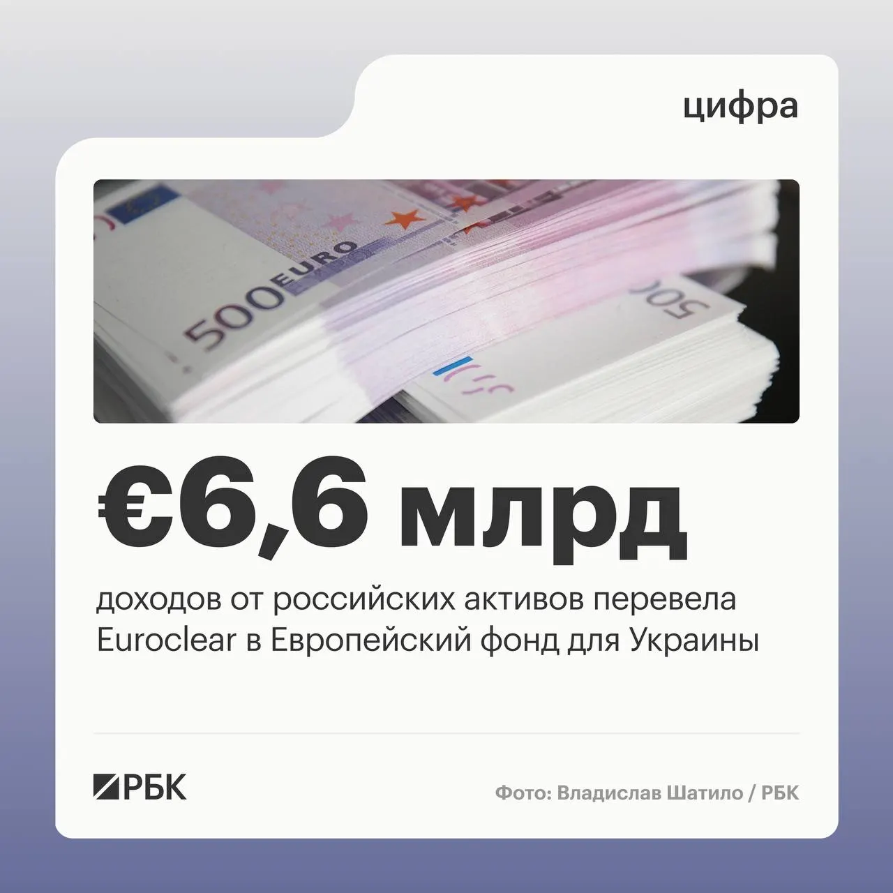 Бельгийский депозитарий направил Киеву €6,6 млрд; следующий платёж в €1,4 млрд ожидается в июле 2026 года. За первый квартал 2026 года процентные доходы от замороженных активов составили €1,1 млрд и снизились из‑за падения ставок.