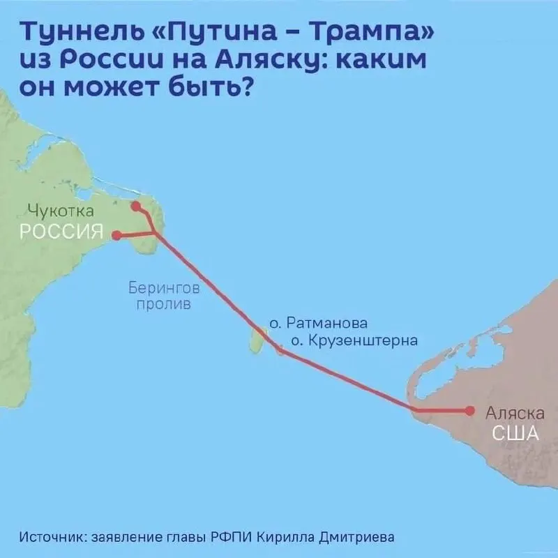 На полях ПМЭФ планируют подписать соглашение о проектировании подводного тоннеля длиной до 112 км, неофициально называемого «Тоннель Путина — Трампа». Оценка строительства при традиционных методах превышает $65 млрд.