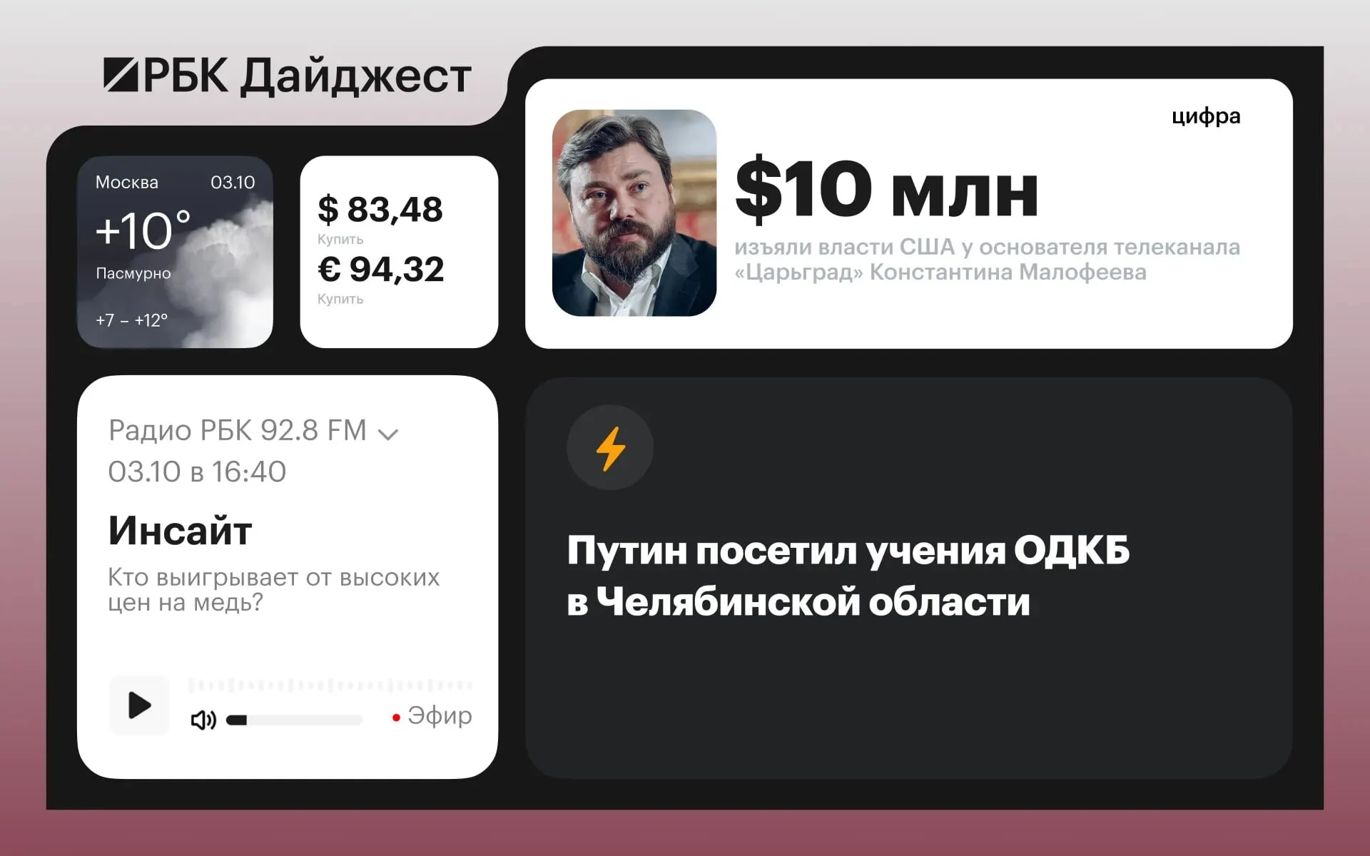 Ключевые события дня: участие в учениях ОДКБ в Челябинской области, санкции, налоговые предложения, обновления в нефтепереработке и другие заметные новости.